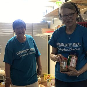 Women working in food pantry