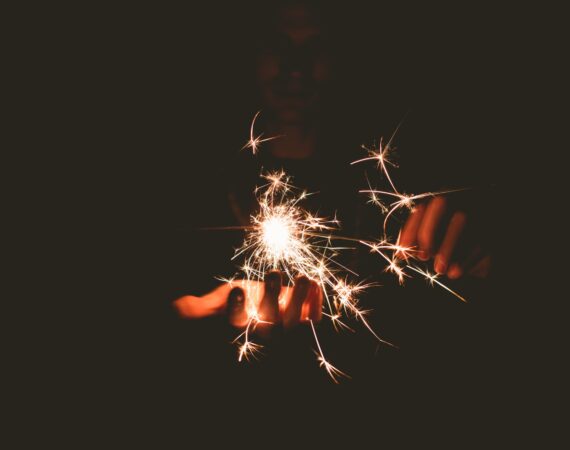 Sparkler lighting up the dark